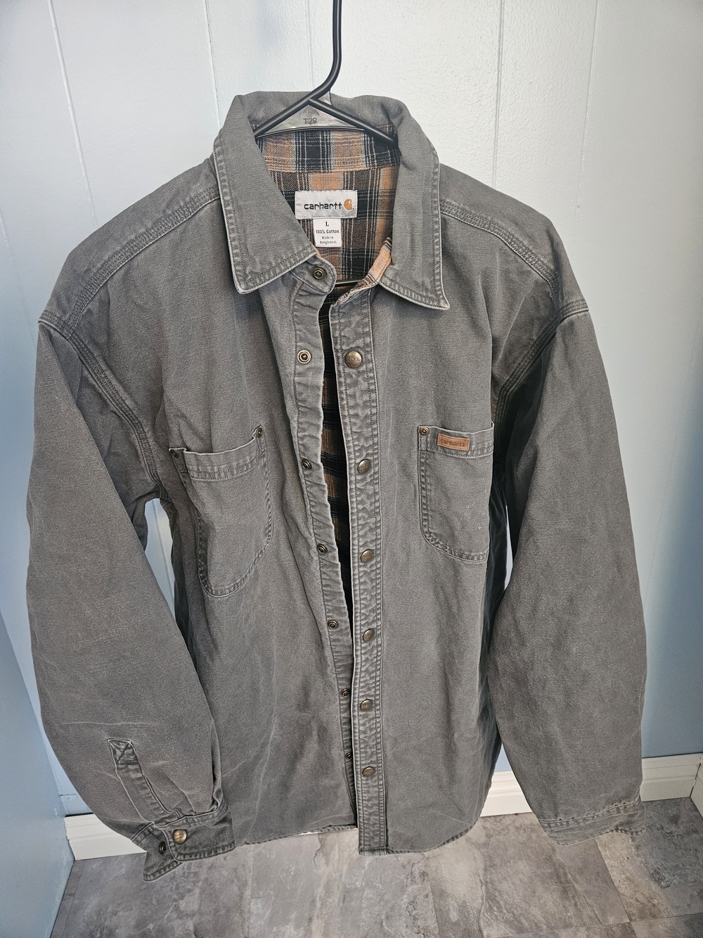 Carhartt Men's Grey Work Jacket - Rugged Button-Front Coat